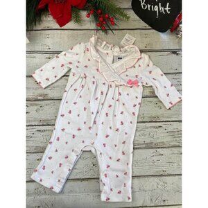 Beautiful Janie and Jack baby girls white with pink flowers and ruffle neck